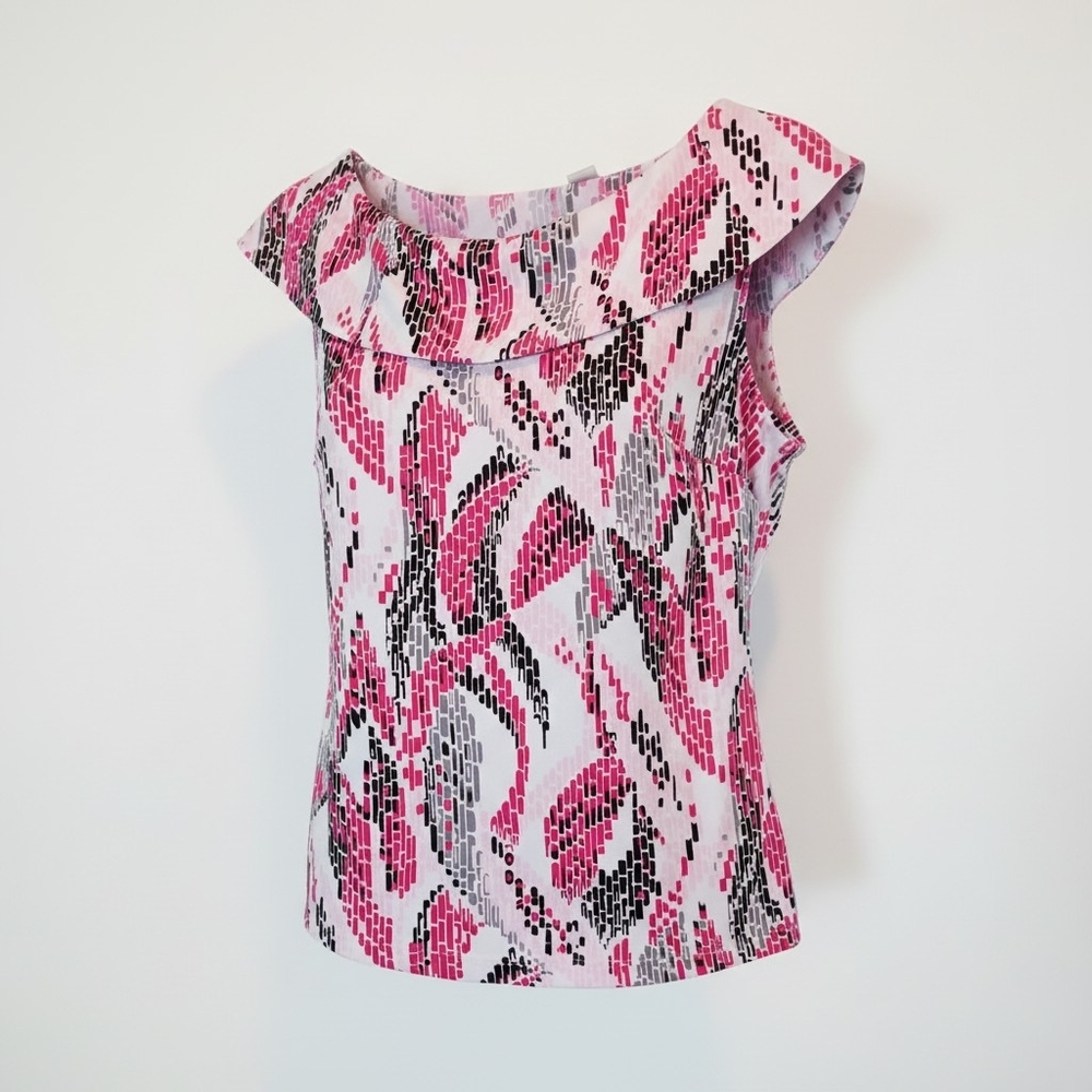 Stylish Cato Women's Pink and Black Patterned Top